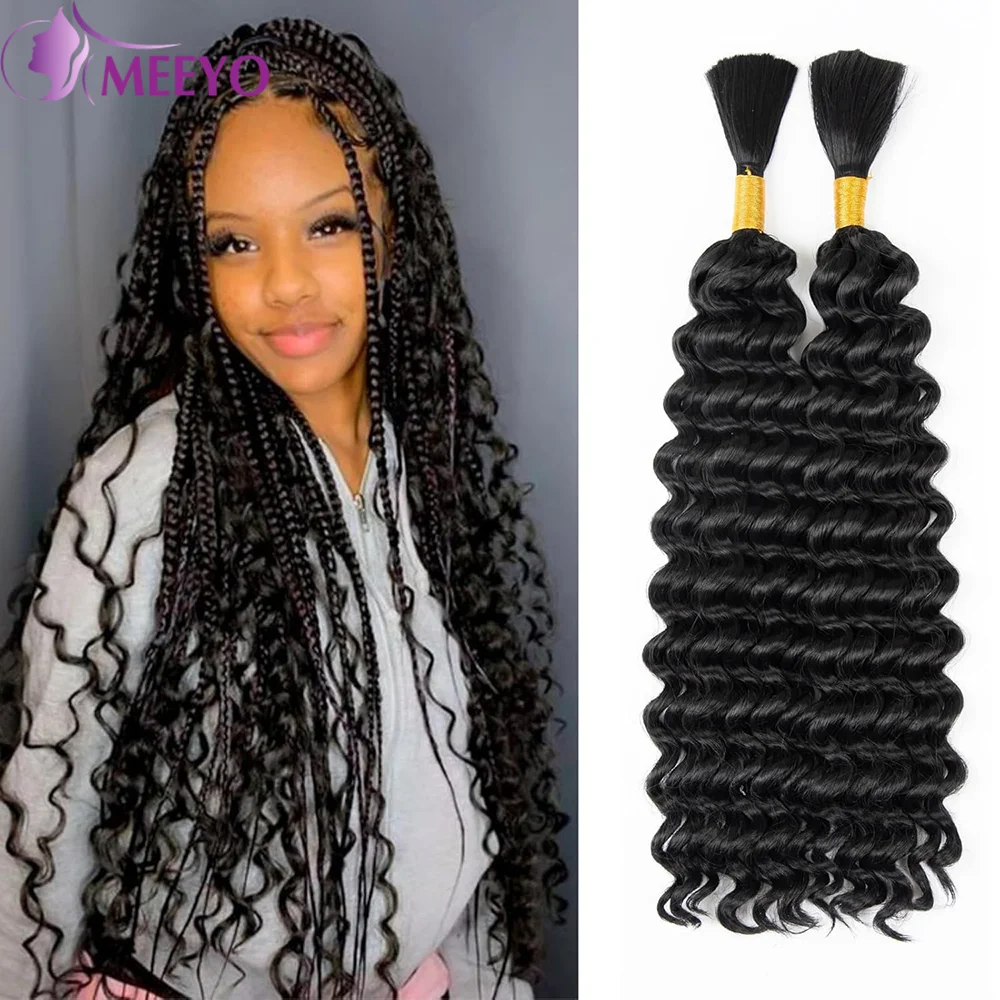 

Braiding Hair Human Hair Natural Black Color #1B 100% Real Human Hair Bulk For Braiding Deep Wave No Weft Extensiones 26 Inches