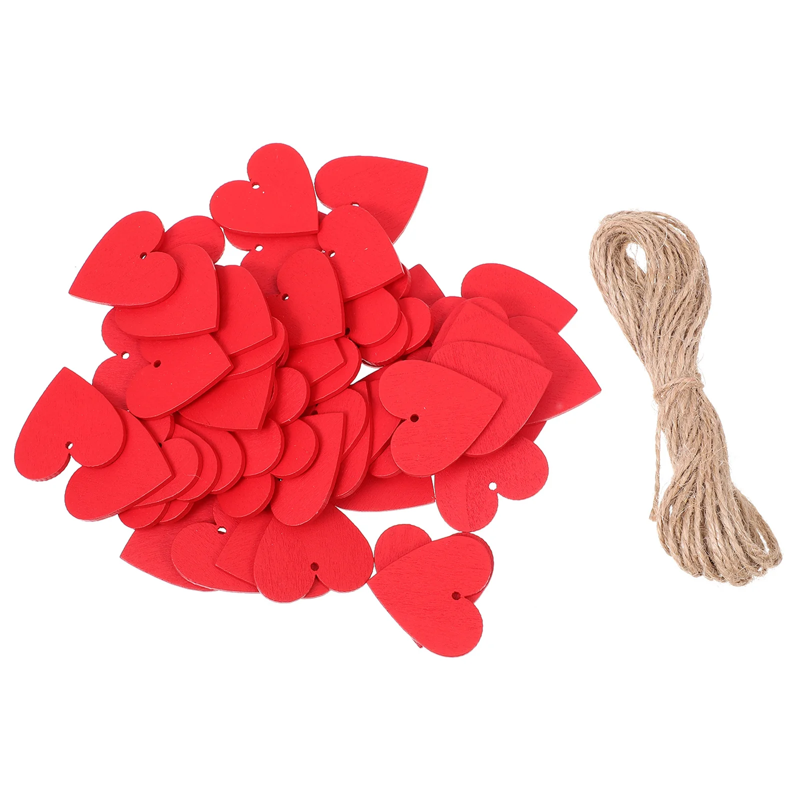 

50 Pcs Heart Ornament Valentine's Day Luminous Wooden Ornaments Heartornament Bead