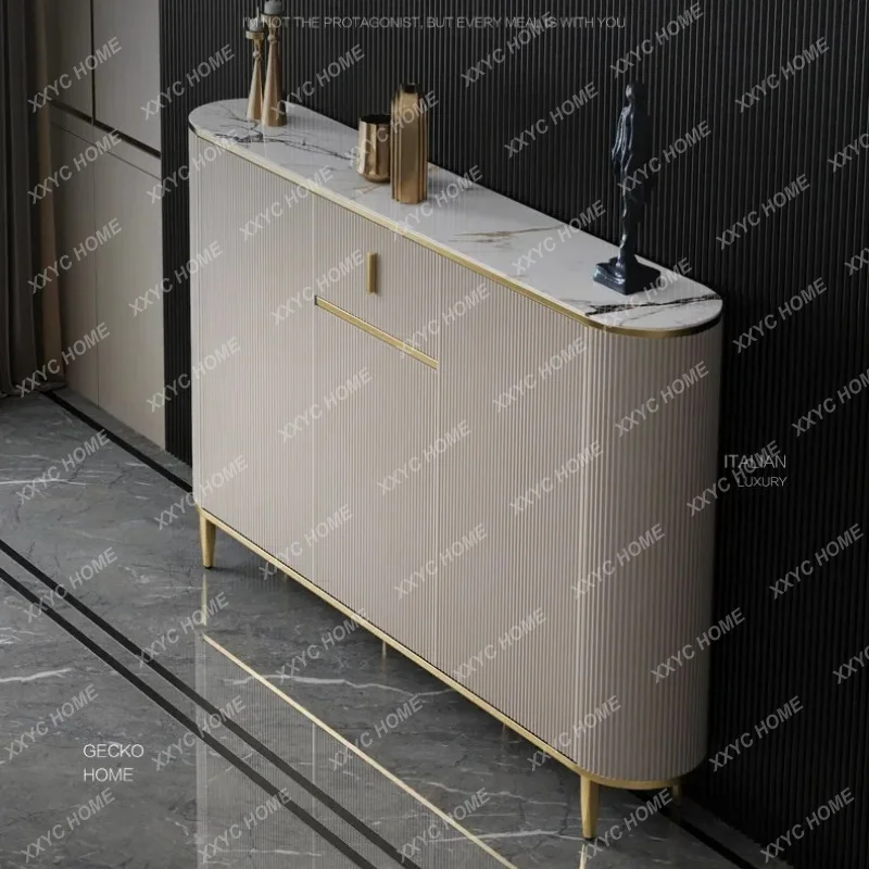 XXlight luxury ultra-thin dining side cabinet 25cm small apartment tea cabinet modern simple bright rock slab locker