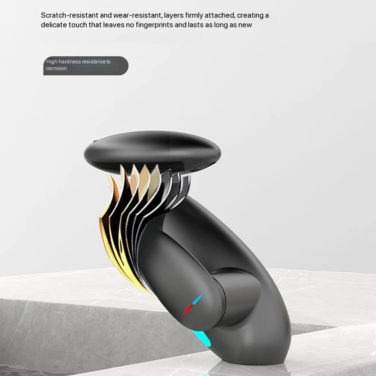 Light Emitting Diode Solid Gun Grey Waterval Wastafelkraan met één gat