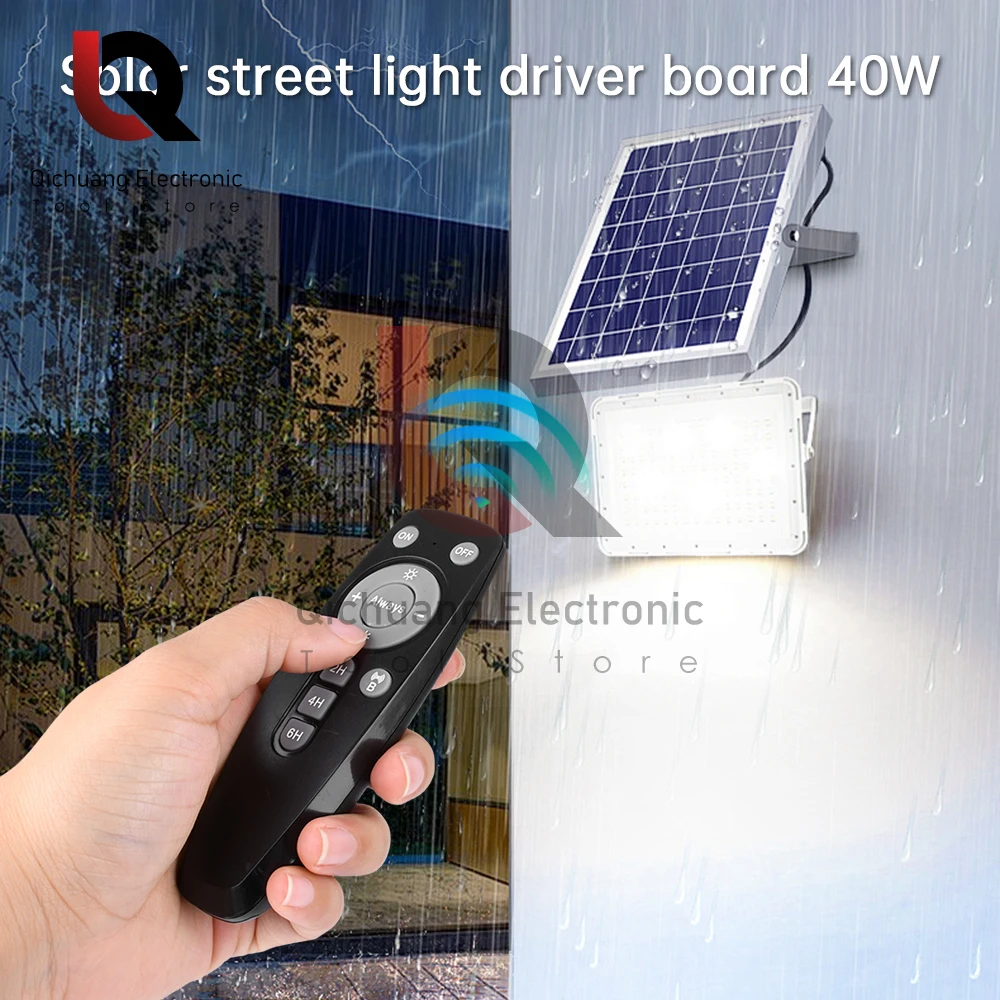 Corpo Humano Sensing Solar Light Circuit Board, indução Solar Street Lamp Driver Board, Radar Light Controlado, 3.2V3.7V, 40W