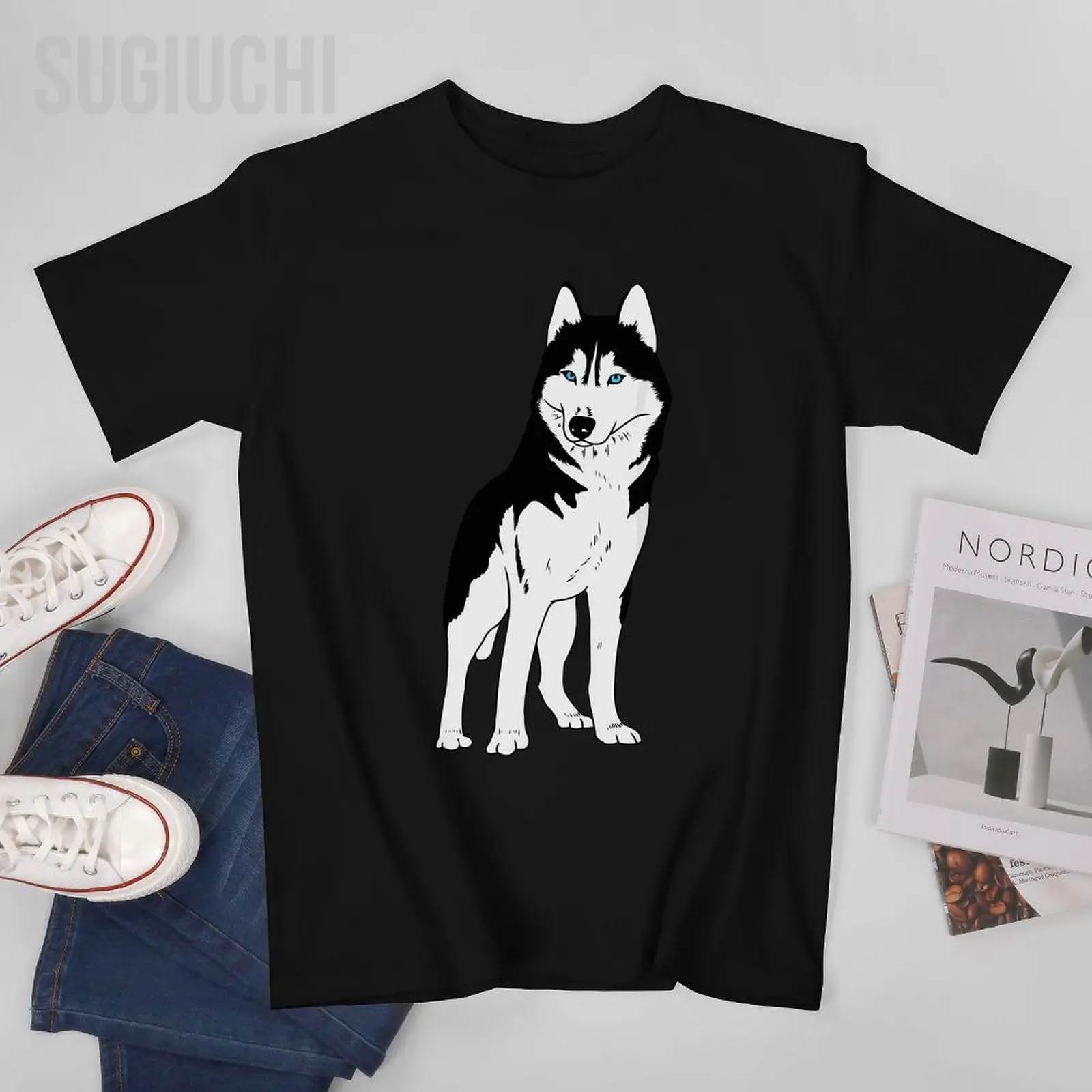 

Мужская футболка унисекс «Сибирь Хаски Санки» с собакой, футболки для женщин и мальчиков, футболка из 100% хлопка