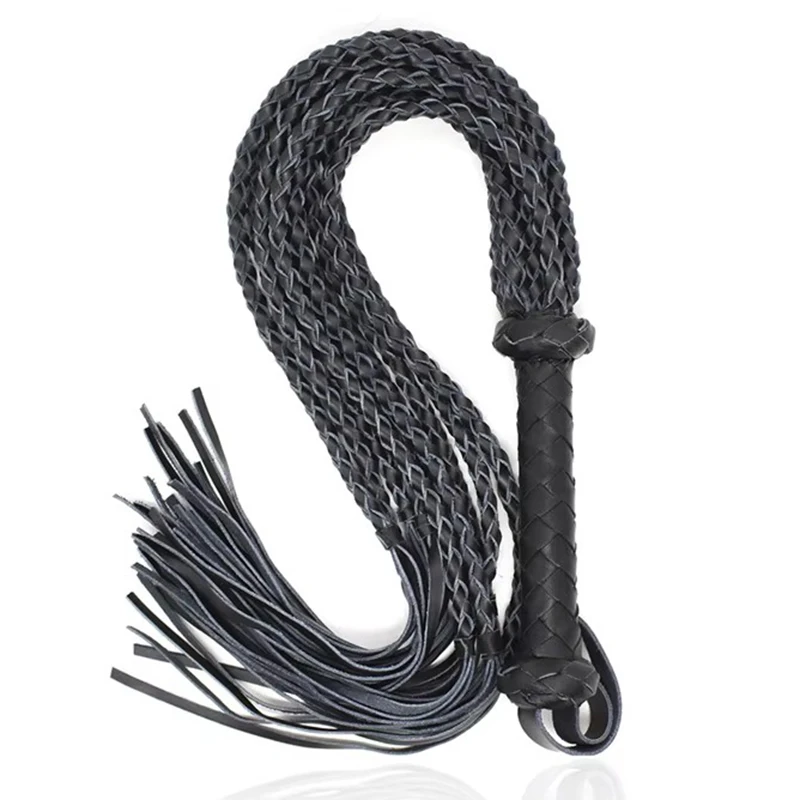 73CM Genuine Bull Leather Horse Whip, Horse Training Real Leather Whips, Leather Covered Handle