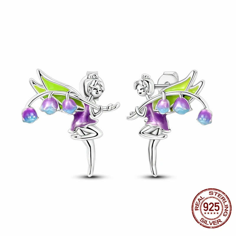 

Hot Selling 925 Sterling Silver Hoop Lily of The Valley Fairy Earrings for Women Pretty Wedding Holiday Jewelry Gifts