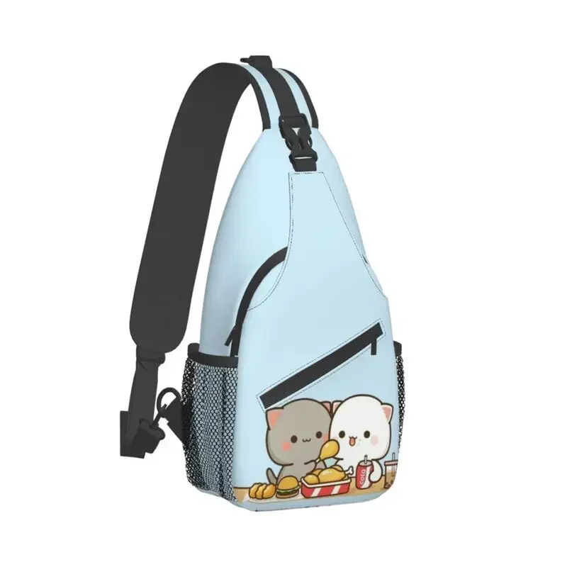 Cool Peach And Goma Mochi Cat Crossbody Sling Backpack Men Shoulder Chest Bag for Traveling