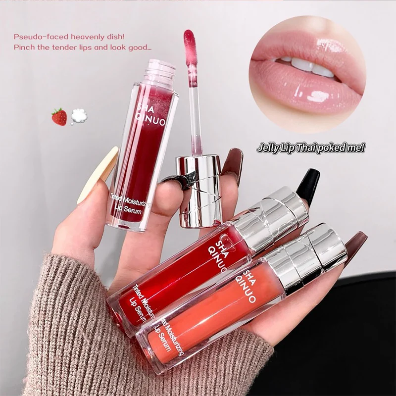 Tinted Moisturizing Lip Serum Lip Care Essence Hydrated Repair Lip Gloss Watery Tender Lips Mirror Jelly Transparent Lips Makeup