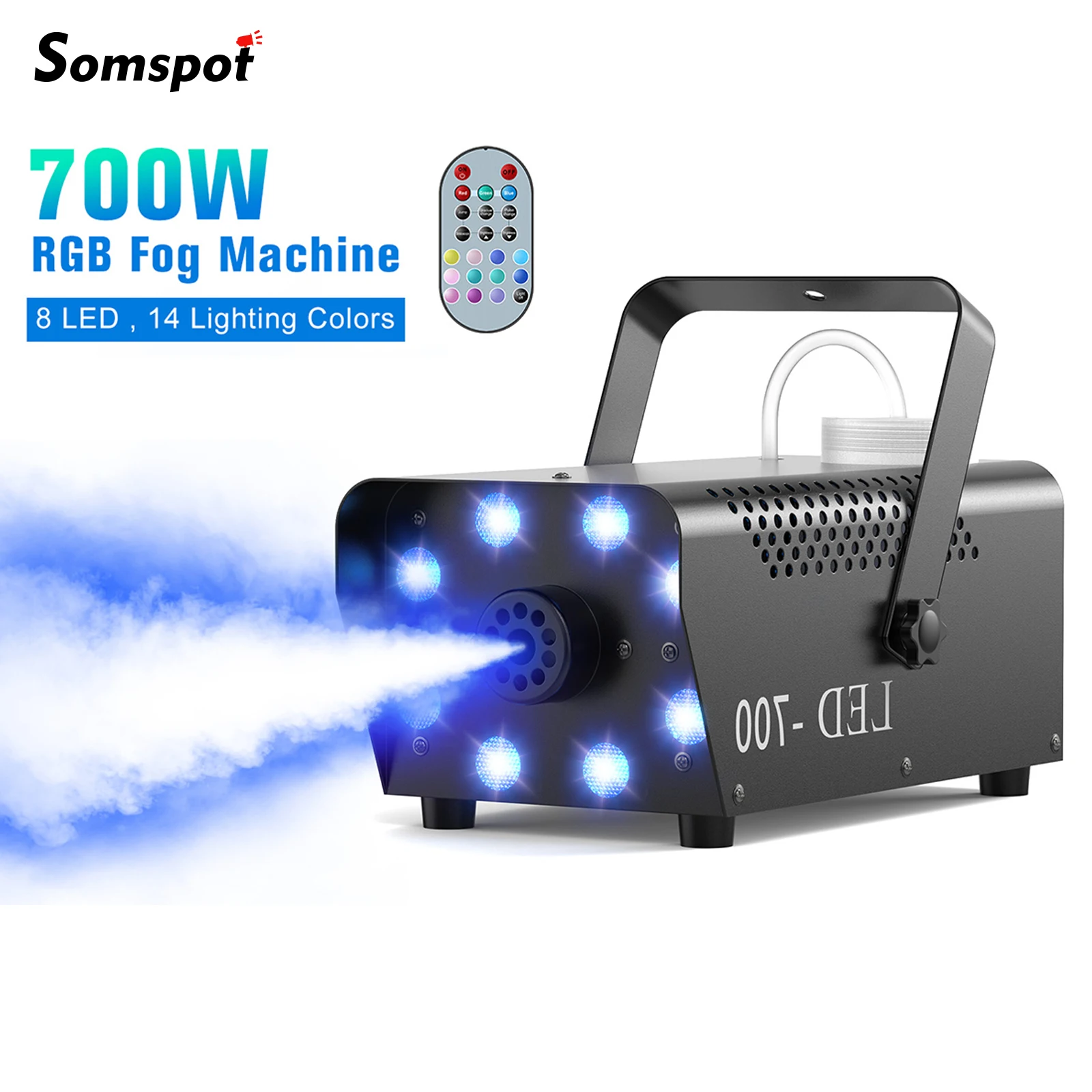 

Somspot 700 Вт дымовая машина RGB светодиодная красочная машина для тумана с дистанционным управлением сценический туманообразователь для DJ дискотека вечеринка концертный свадебный театр