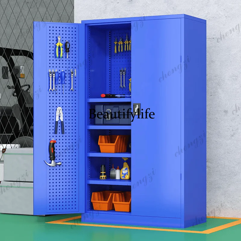 Tool Cabinet Workshop Parts Box Storage Household Iron Garage Storage Cabinet Furniture