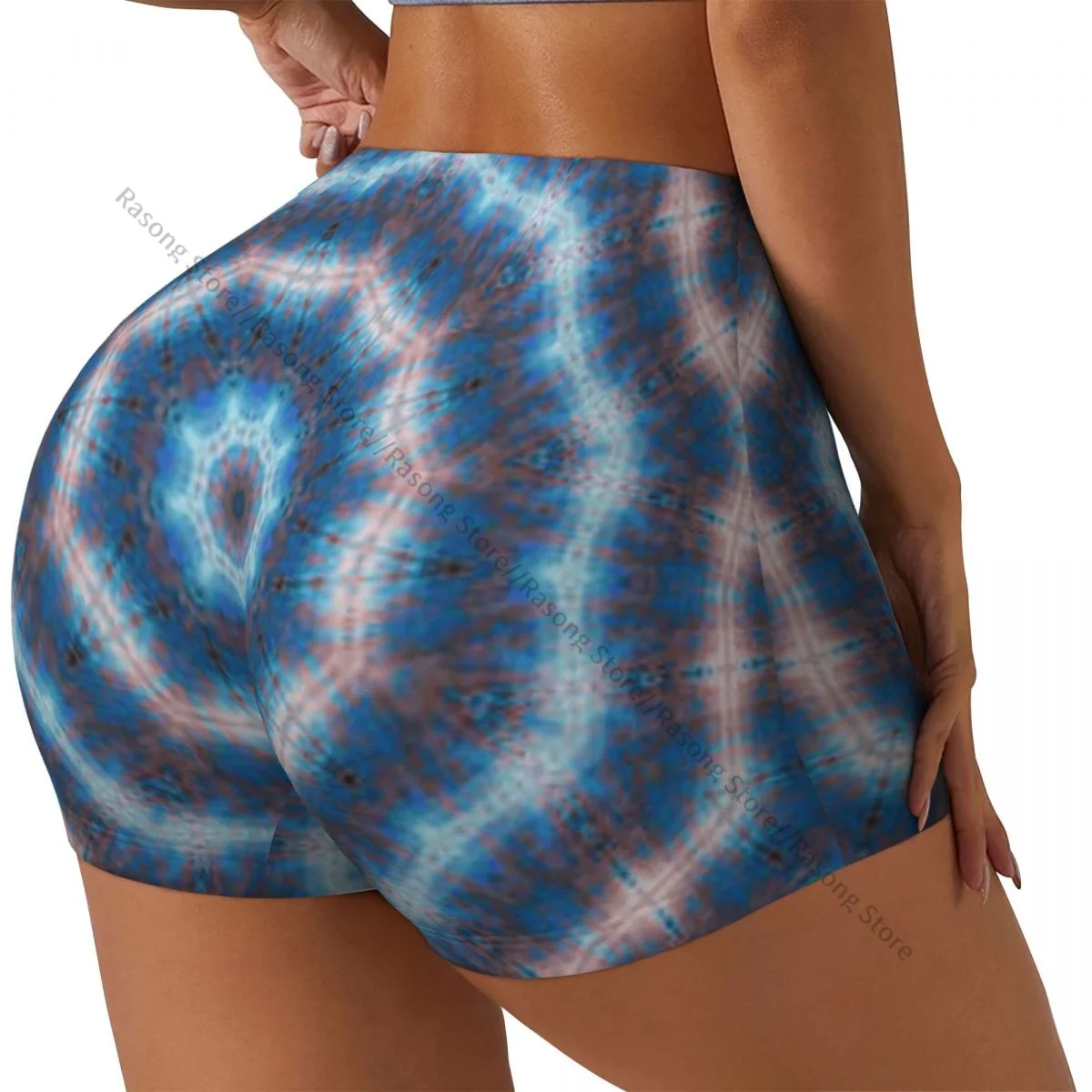 Women's Yoga Shorts Abstract Colorful Psychedelic Hypnotic Scrunch Booty Butt Lifting Comfort Fitness Gym