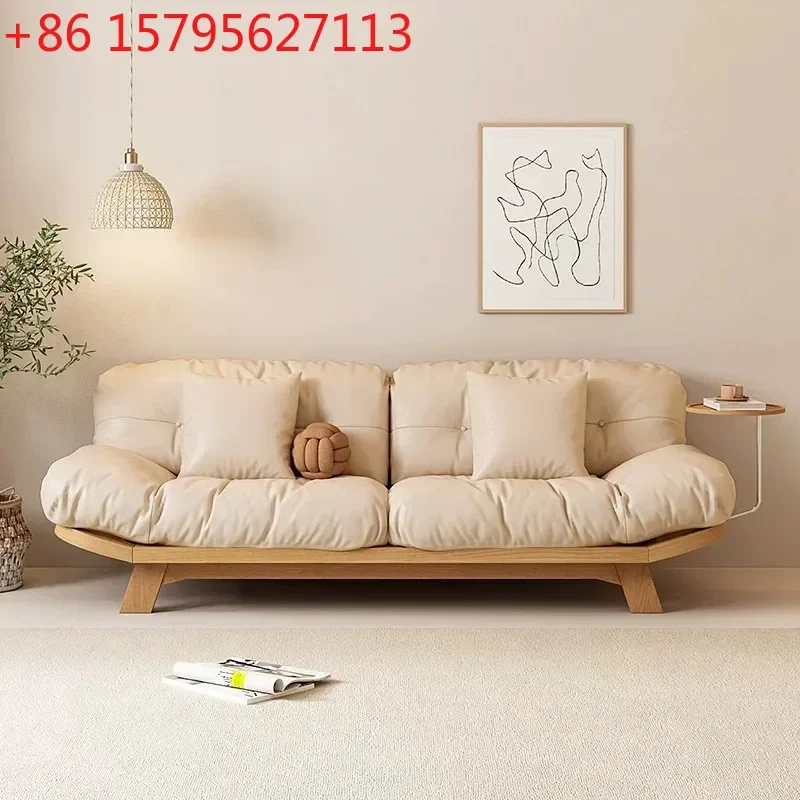 Nordic living room sofa oak removable cloud fabric sofa modern simple three-person sofa