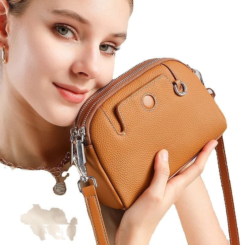 Genuine Leather 2026 New Fashion Mini Coin Purse Mom Top Layer Cowhide Versatile Shoulder And Crossbody Women's Bag_voghion.com