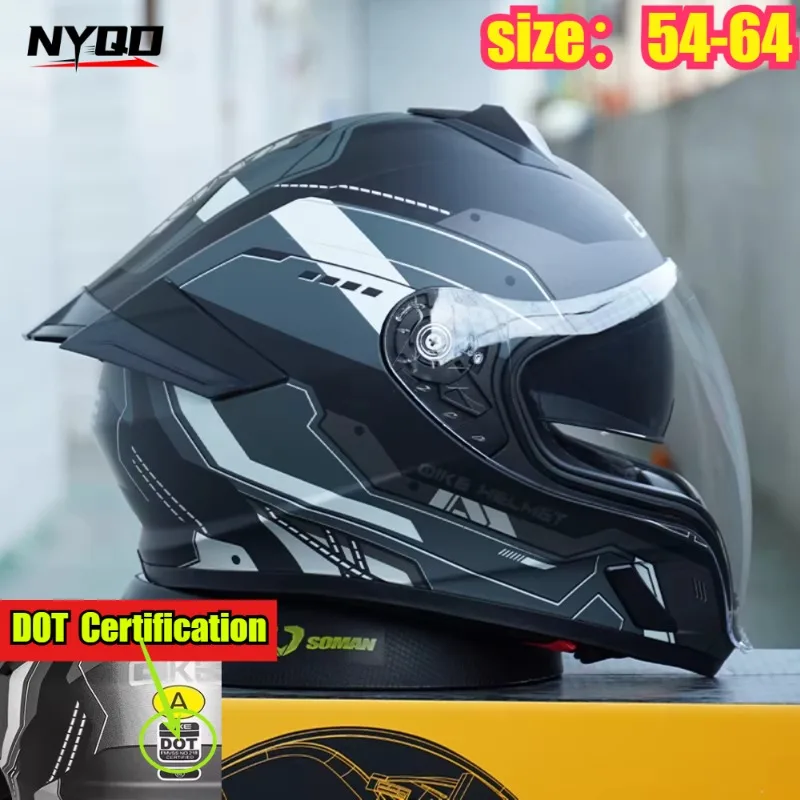 

Мотошлем DOT-сертифицированный, полнолицевой, для мужчин и женщин, с защитой от запотевания, в гоночном стиле, для пар.