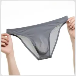 Ice Silk Seamless Ultra-Thin Transparent Sexy Briefs Men Seamless Breathable Panties Pouch Bikini Underwear Jockstrap