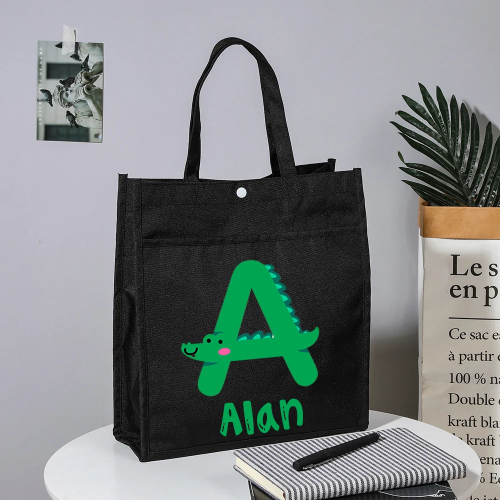 Personalized Kids Library Tote Homeschool Gift Idea Oxford School Bags Children Birthday Gift Custom Name Cute Reading Books Bag