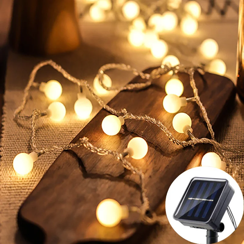 100LED Ball Garland Fairy Lights String Outdoor Lamp Christmas Lights Holiday Party Decoration Solar Light Outdoor Xmas