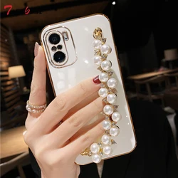 Diamond Pearl Bracelet Chain Case for Xiaomi Redmi Note 11 11S 10 9 9S 8 7 Pro Max 4G 5G Coque Painting Soft Silicone Cover
