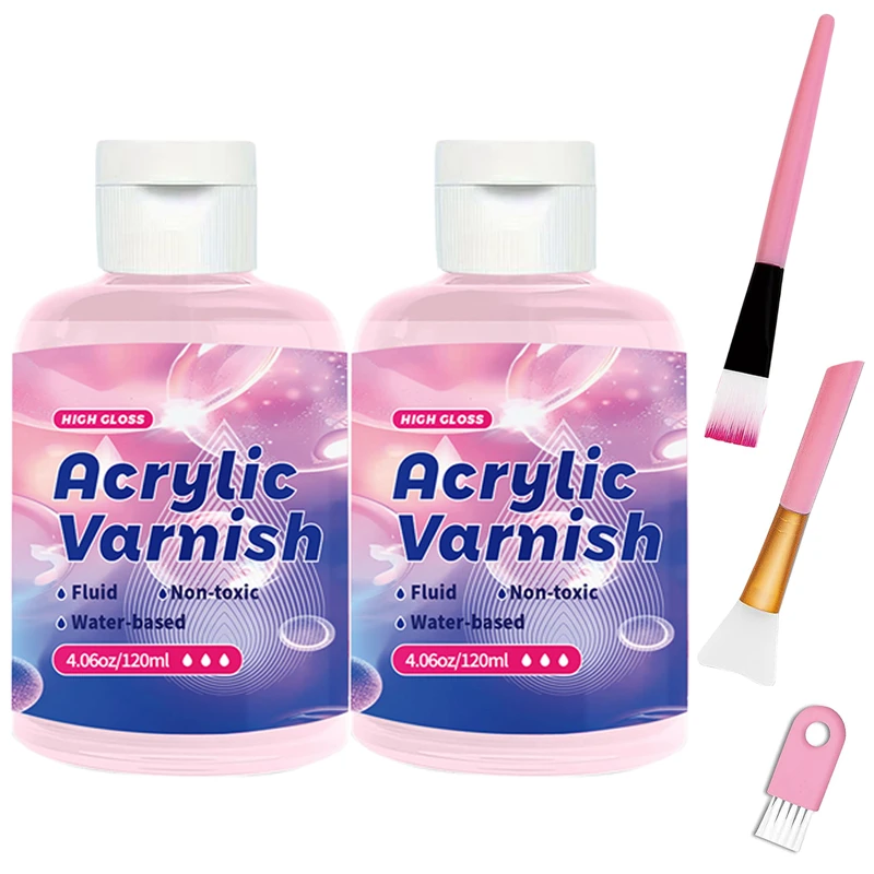 

120ML Acrylic Varnish High Gloss Finish, Protective Clear Coat for Paintings, Non-Yellowing Waterproof Sealant, Anti-Cracking wi