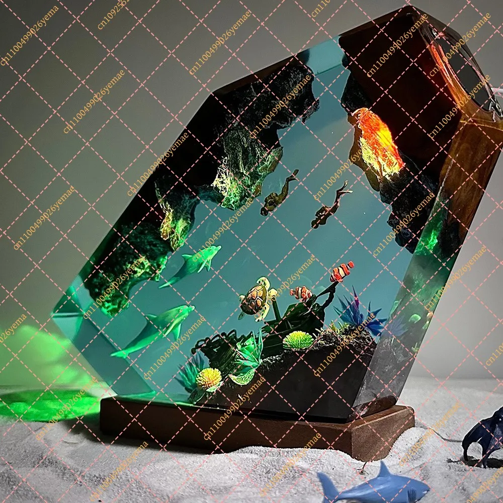 Healing Marine Micro-landscape Resin Handicrafts Luminous Ornaments Desktop Decorations Creative Whale Birthday Festival Gifts