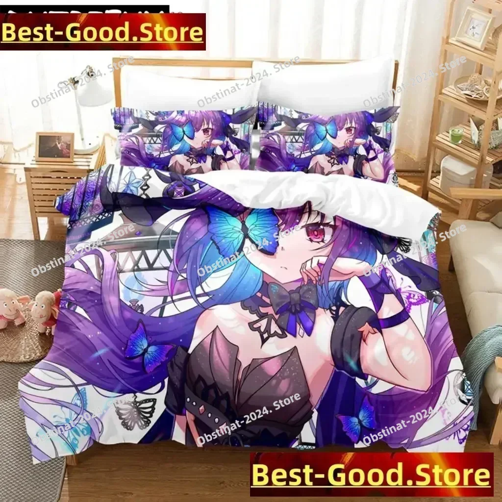 Anime Genshin Impact Keqing Girl Bedding Set Printed With Pillowcase Bed Duvet Cover Soft Single Double Queen Super King Size