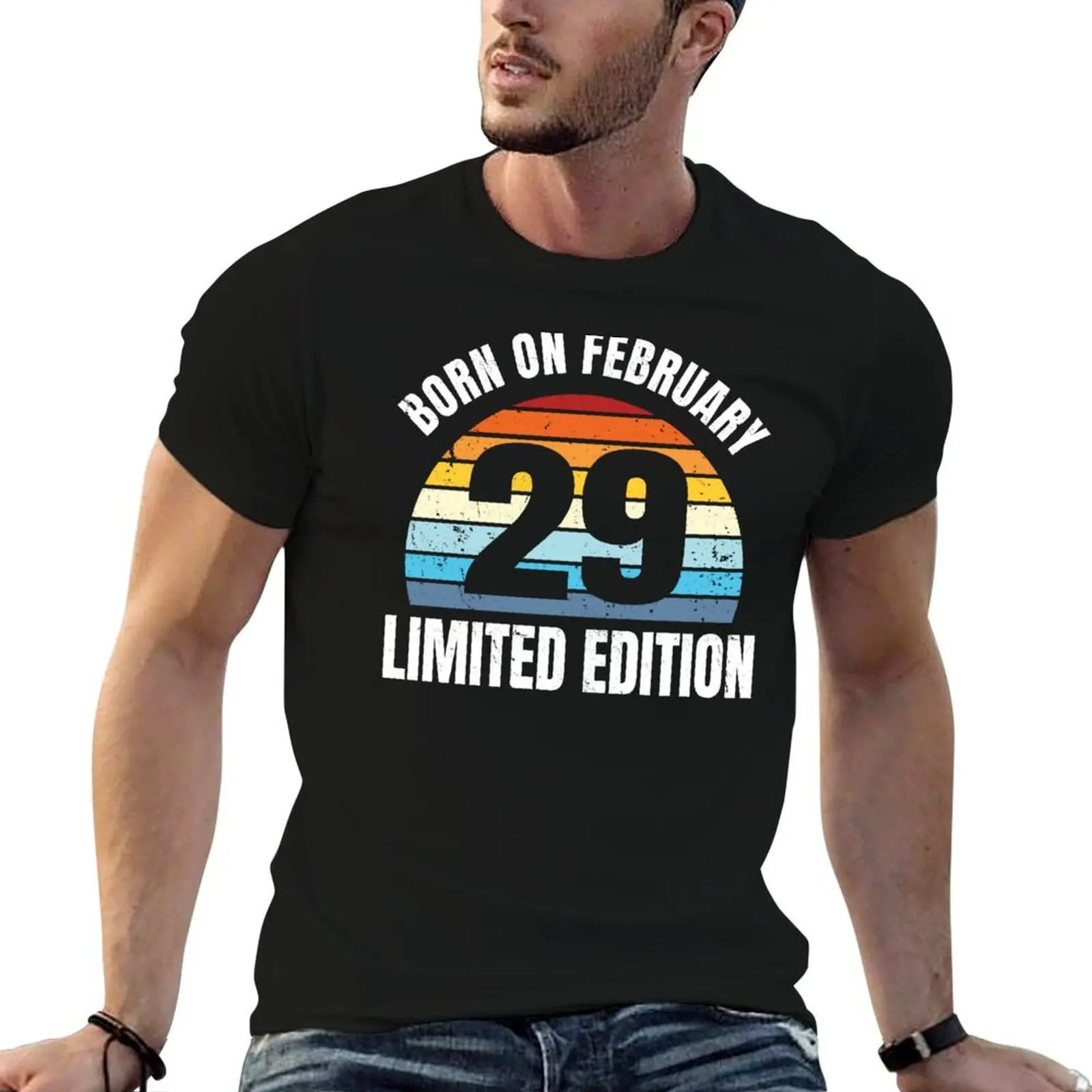 

Leap Year Leap Day Birthday February 29th Limited Edition Vintage Sunset T-Shirt t shirts for man cotton funny T-Shirt