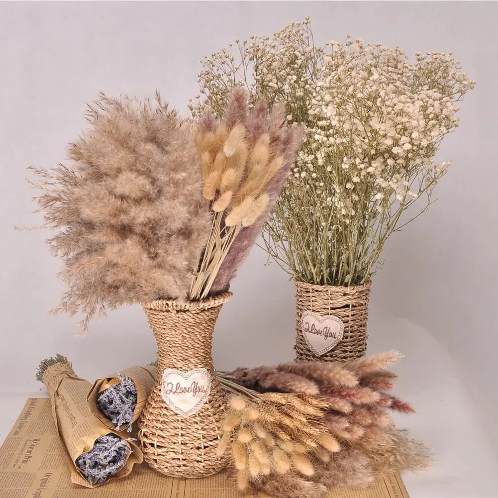 

Wedding Decoration Natural Dried Lavender Bundles Babys Breath Pampas Grass Dried Bouquets Decorative for Wedding DIY Home Party