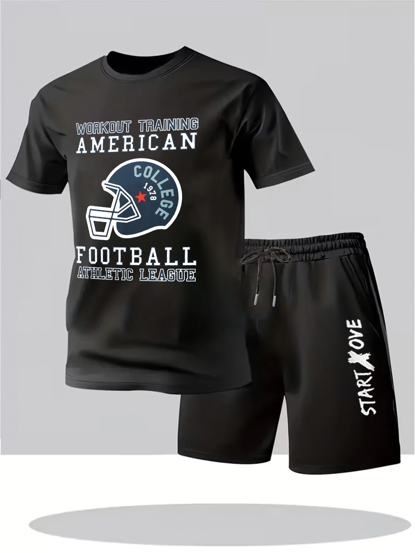 

Мужской летний костюм 2025 года, комплект из двух предметов, полиэстер, спортивный костюм, тонкий, с графическим принтом