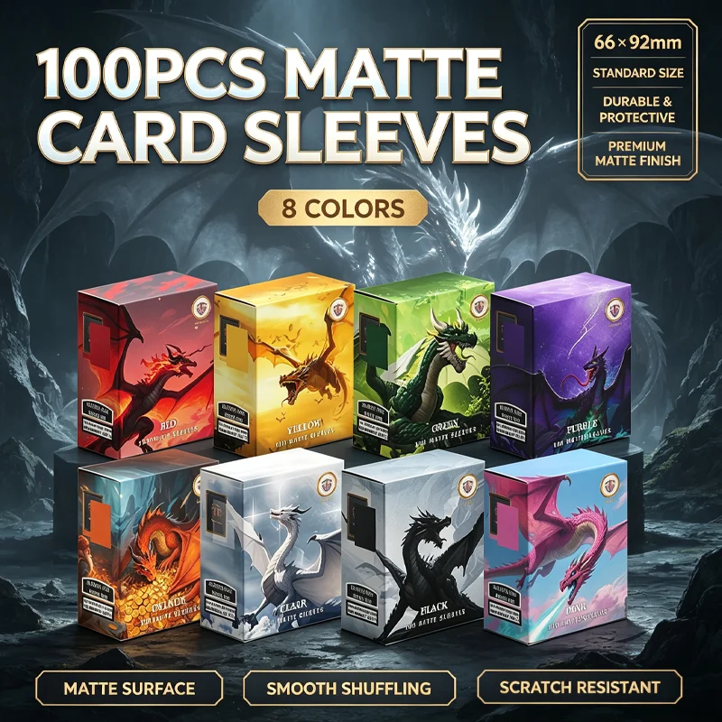 Vorinclex 100PCS Dragon Shield Matte Card Sleeves 66x92mm Standard Size 8 Colors Available for MTG PKM TCG Trading Cards