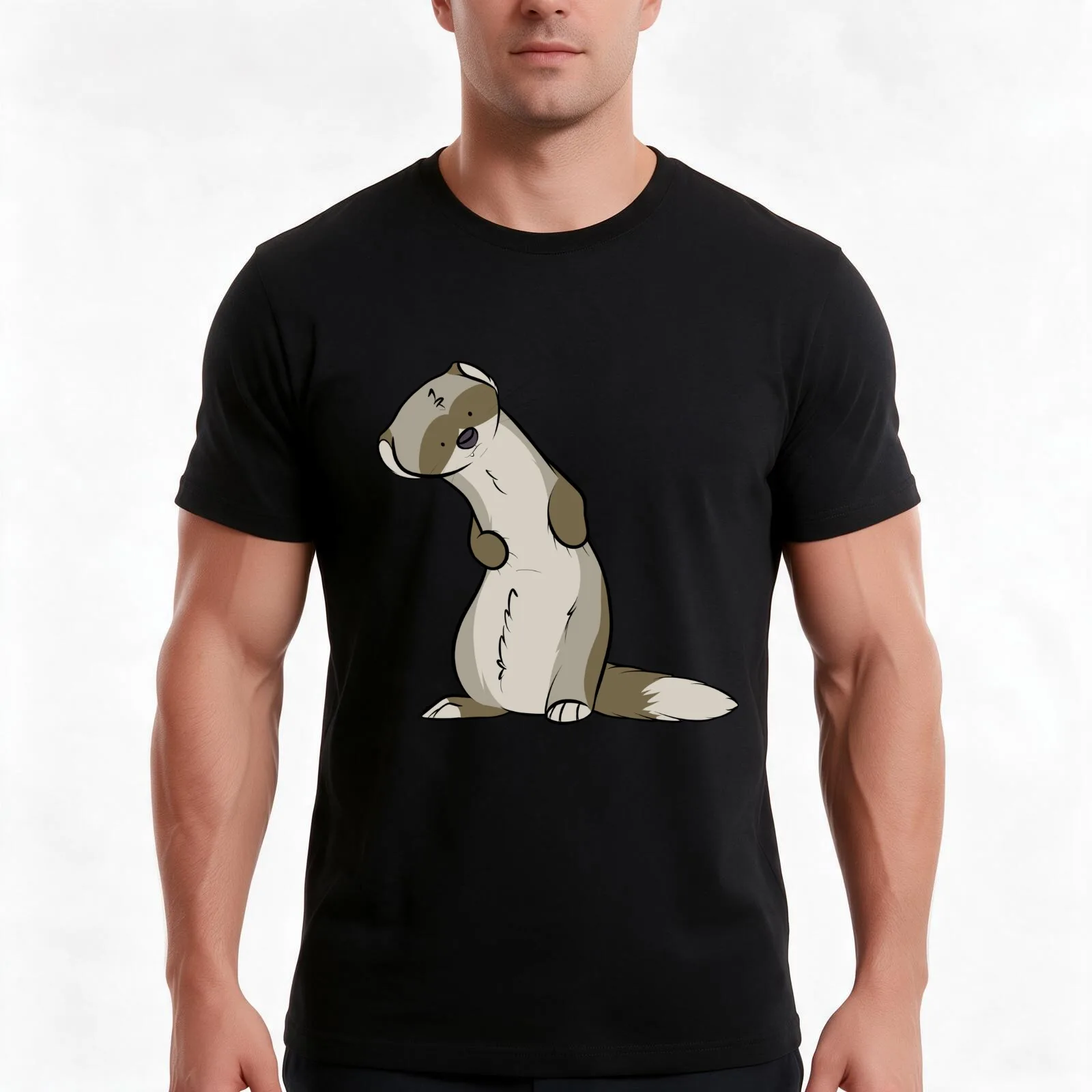 Sable Ferret T-Shirt Summer Casual Cotton Tee Oversized Streetwear Tops Vintage Graphic Print Loose Fit Short Sleeve