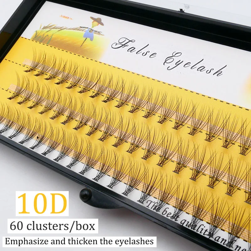 60 bundles/box individual lashes, 10D 0.07/0.1thick clusters eyelash extension, natural false eyelashes, makeup lashes wholesale