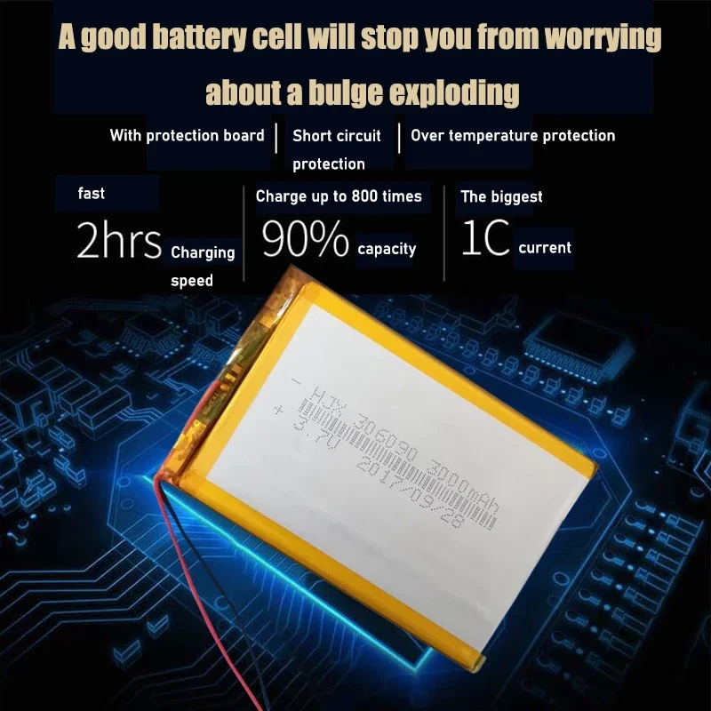 3.7V 3000Mah 306090 Lithium Polymer Oplaadbare Batterij Voor Tablet Mobiele Power Bluetooth Headset MP3 MP4 MP5 Gps Psp mid