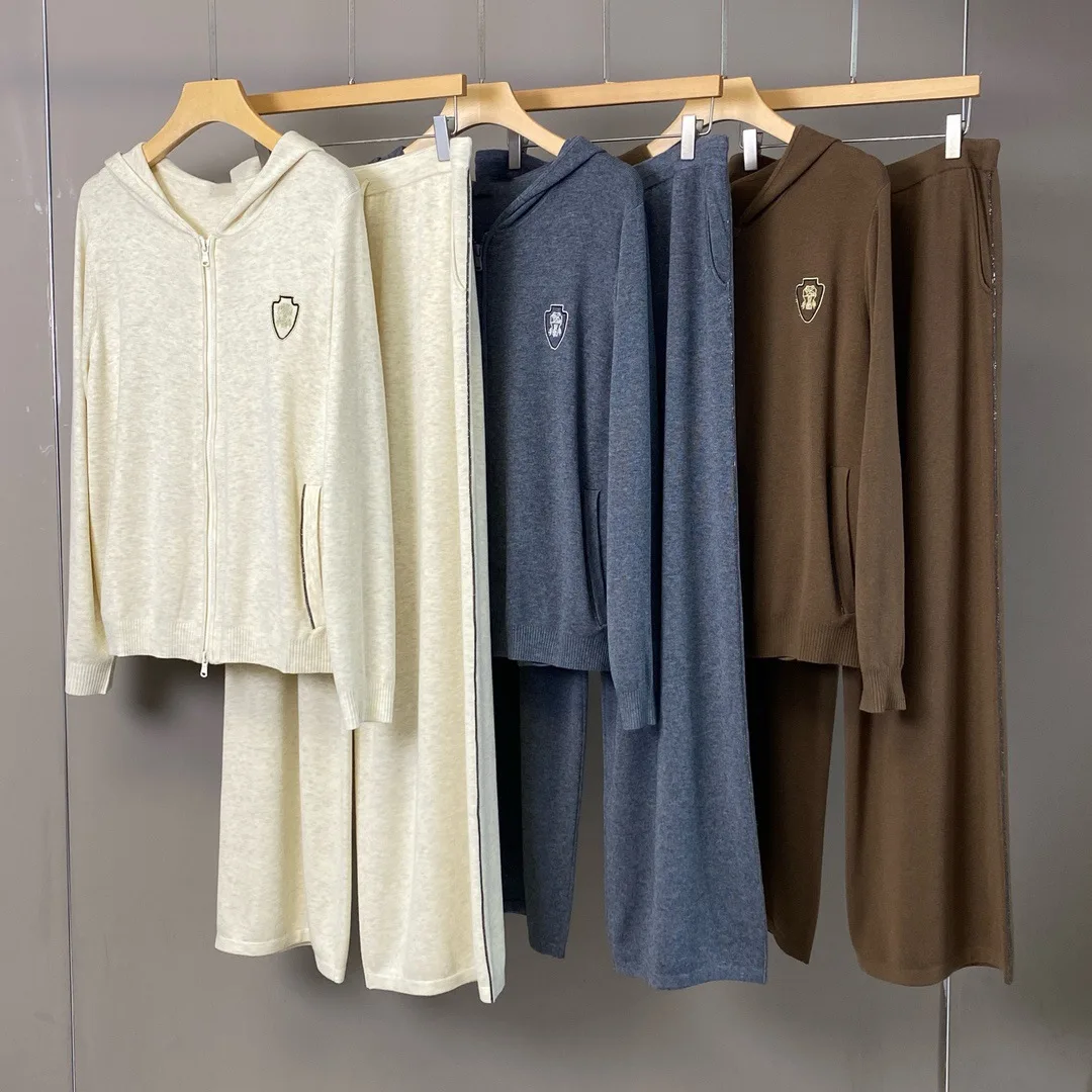 25 Autumn and Winter New Wool Hooded All-match Knitted Long-sleeved Jacket for Women