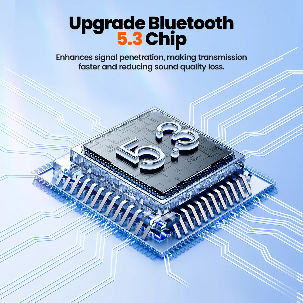 Toocki 068A Wilreless Bluetooth 5.3 Koptelefoon IPX4 Transparant Digitaal Display Hoofdtelefoon Stereogeluid Mini Oordopjes Touch Control