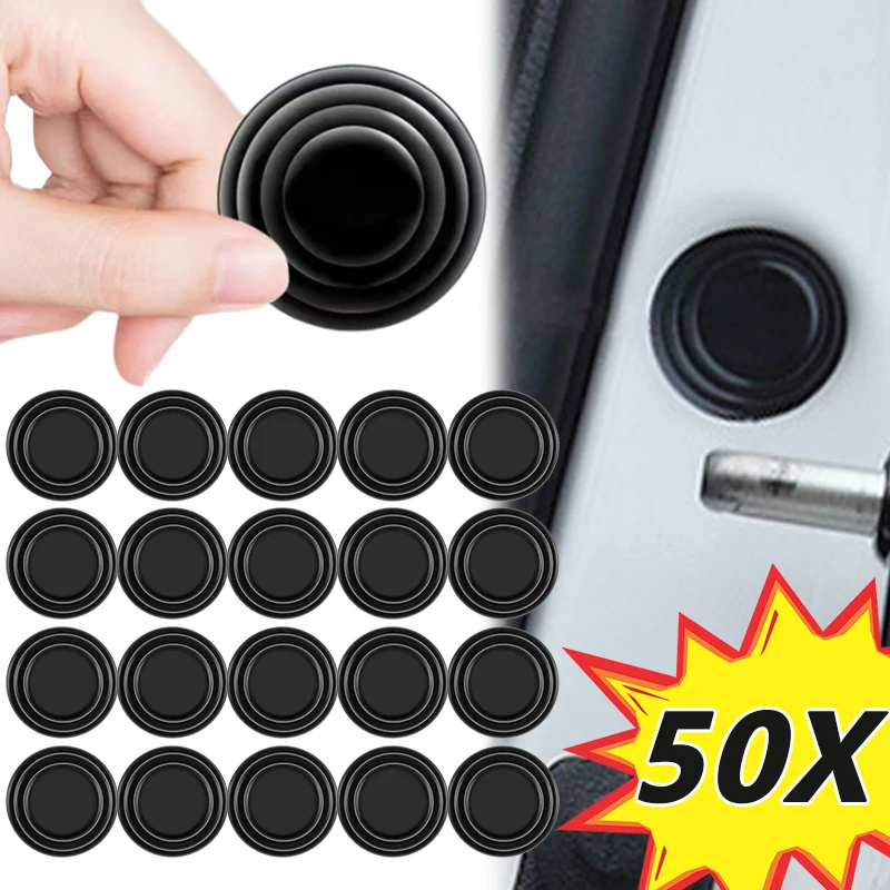 10/50PCS Car Door Anti-shock Silicone Pad Universal Anti-Noise Buffer Gasket Anti-collision Door Sticker Soundproof Crash Pad