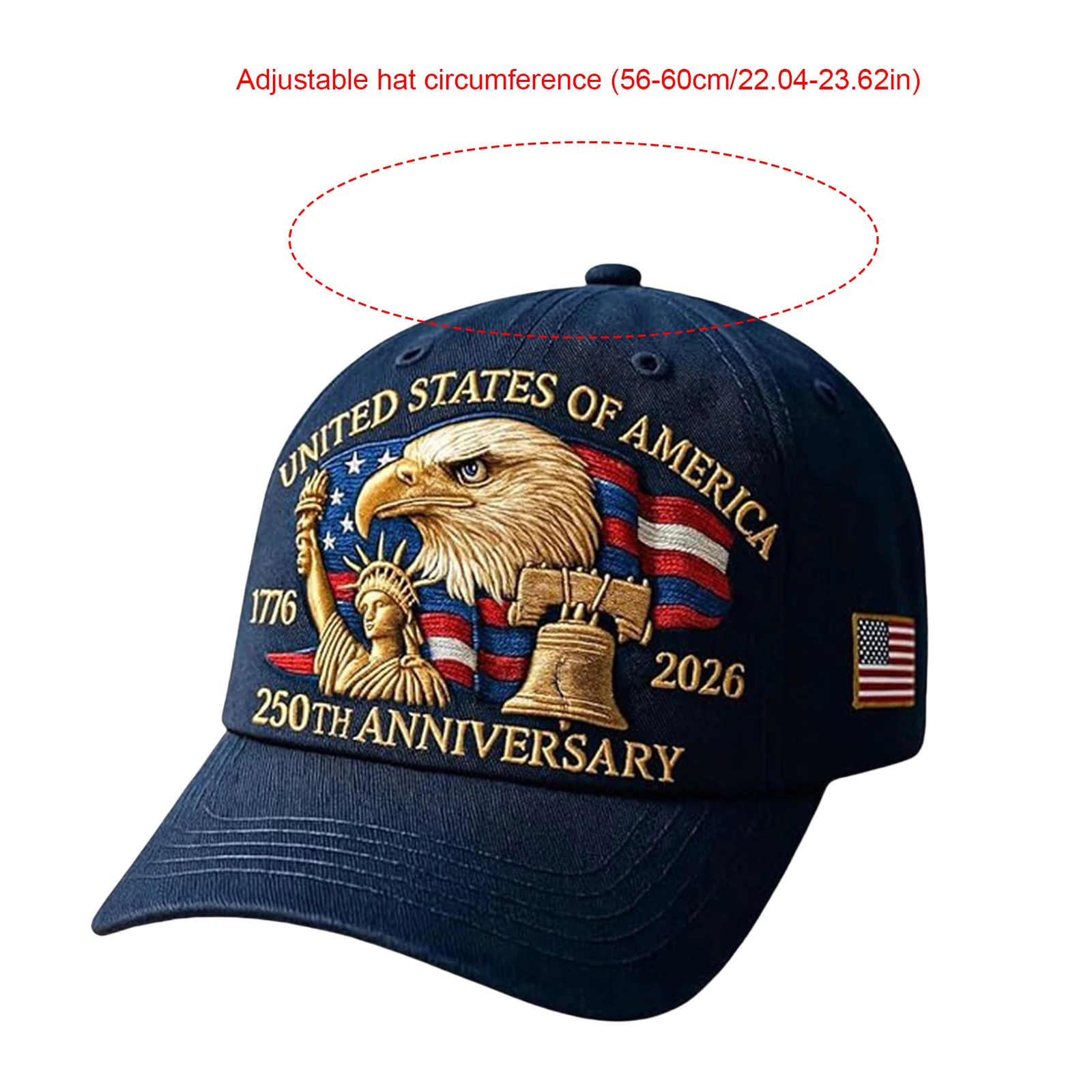 Breathable Patriotic Baseball Cap US 250th Anniversary Cap Retro Washed Versatile Patriotic Cap US 250th Anniversary Tribute Hat image 6