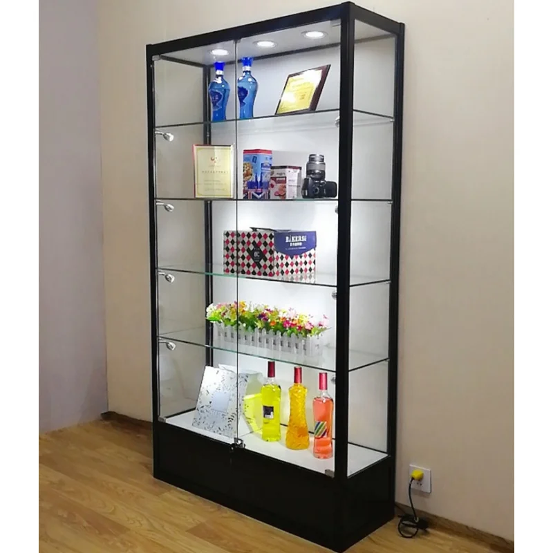 Customized-6ft High LED Glass Showcase Aluminum Frame Display image 4