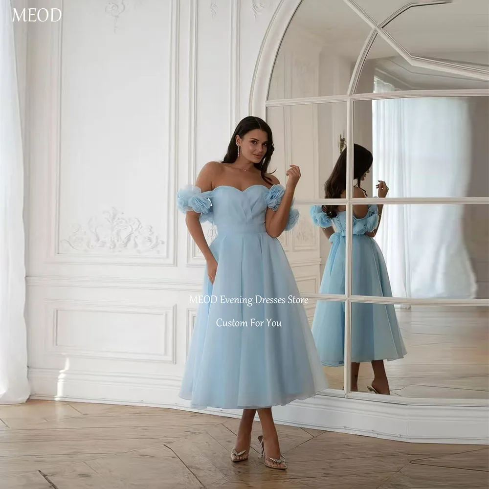 

MEOD Delicate Sweetheart A Line Women's Evening Dresses Organza Off The Shoulder Prom Gown Backless Robes De Soiree Customized