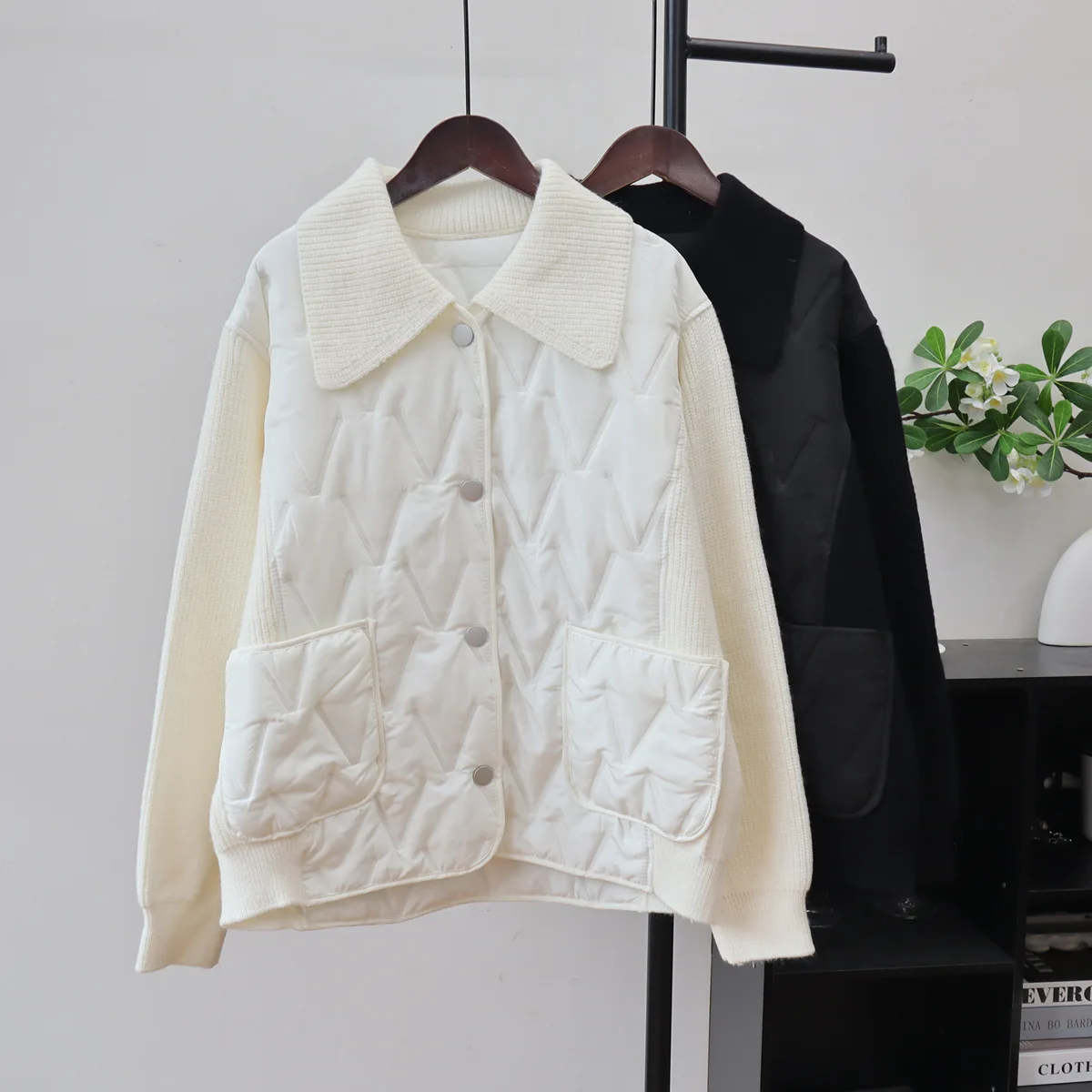 معاطف باركاس محبوكة سترات نسائية مقسمة جيب بياقة مقلوبة وأكمام طويلة واحدة الصدر فضفاضة غير رسمية لخريف وشتاء 2025 #1