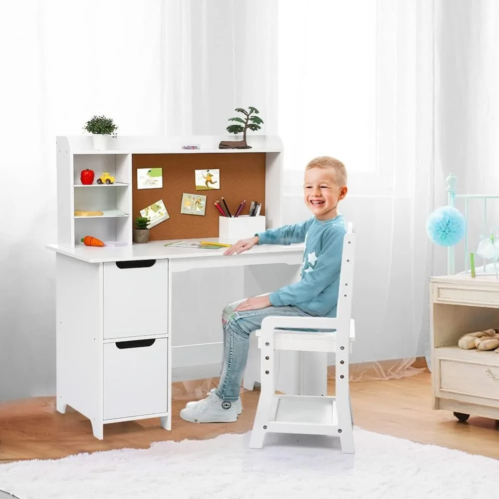 Kids Study Desk with chair,  Children School Study Table with  Chair for 3-8 Years Old, Study Writing Table for Home School Use