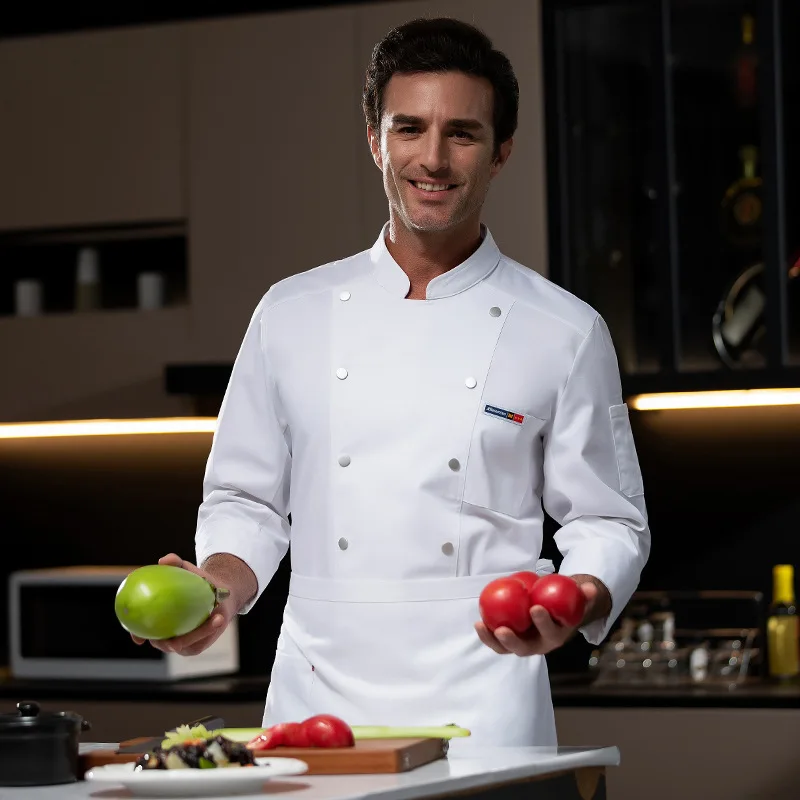 Uniforme de Chef de Restaurant occidental, tenue d'automne et d'hiver, restauration, hôtel, cantine, boulanger, magasin de gâteaux, vêtements de travail à manches longues
