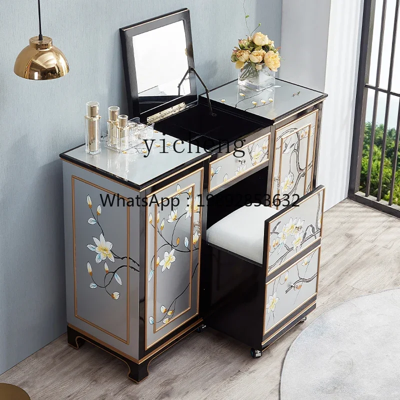 

H9- New Chinese Style Dressing Table Bedroom Solid Wood Makeup Table Multi-Functional Desk Storage Cabinet