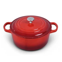 Enameled Dutch Oven Pot with Lid,Cast Iron, Dual Handles for Bread Baking, Non-stick Enamel Coated Cookware