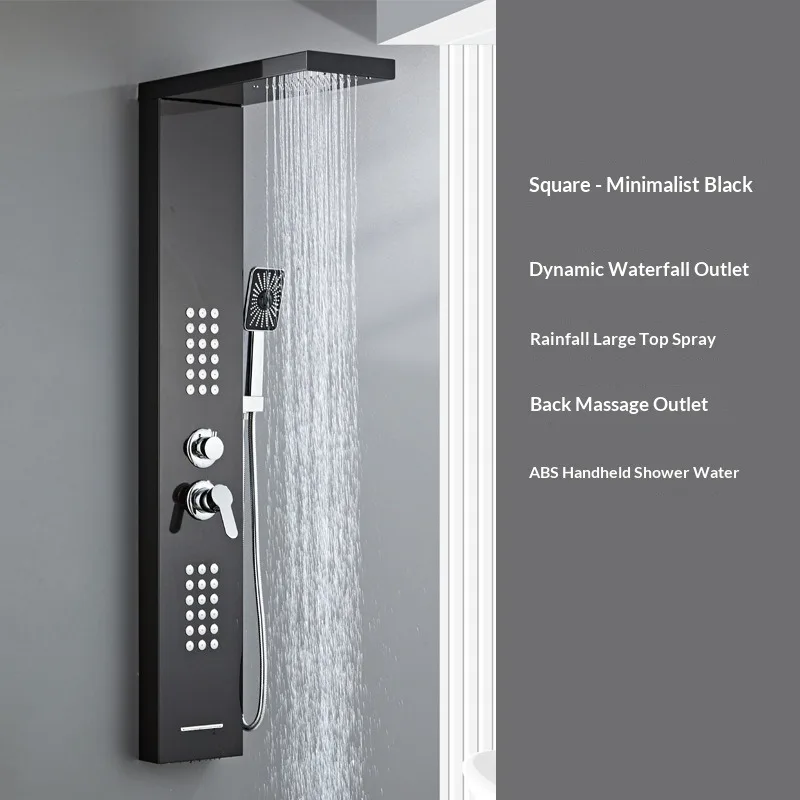 304 Stainless Steel Shower Panel Thermostatic Smart Digital Display Rain Shower Set Gold Euro Style Wall Mounted Bathroom