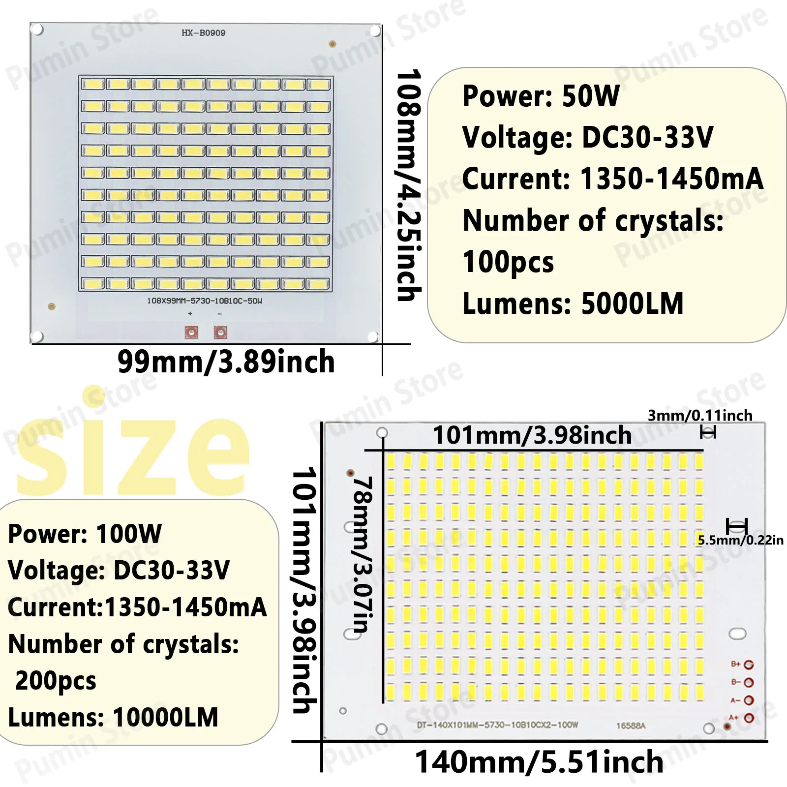 Tableros de luz con Chip LED, cuentas de lámpara, DC30-33V, blanco frío, 10W, 20W, 30W, 50W, 100W, para foco, reflector, farola, iluminación exterior