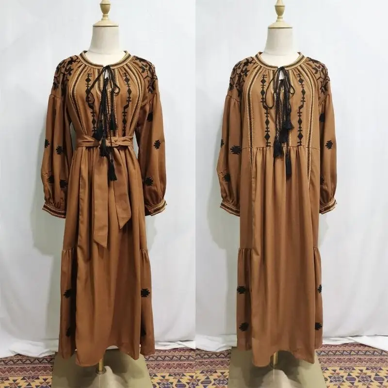 49 manches lanterne Robe kaftan pleine longueur