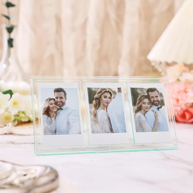 1 pcs elegant photo frame display 3-inch clear polished picture holding a love theme