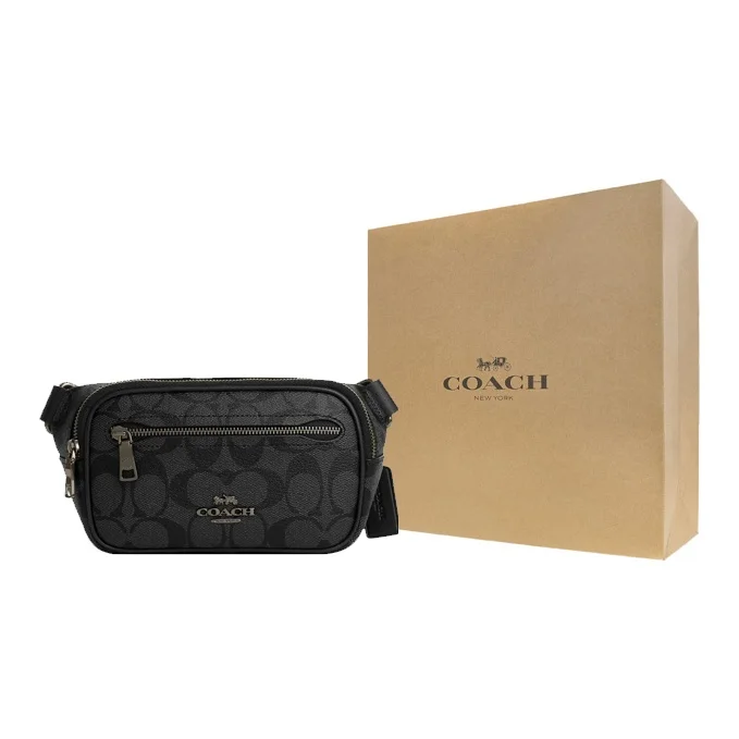 COACH PVC With Cow Leather Sling Bag, Shoulder Bag Fanny Packs Small Men's Black CN503-QBO4G