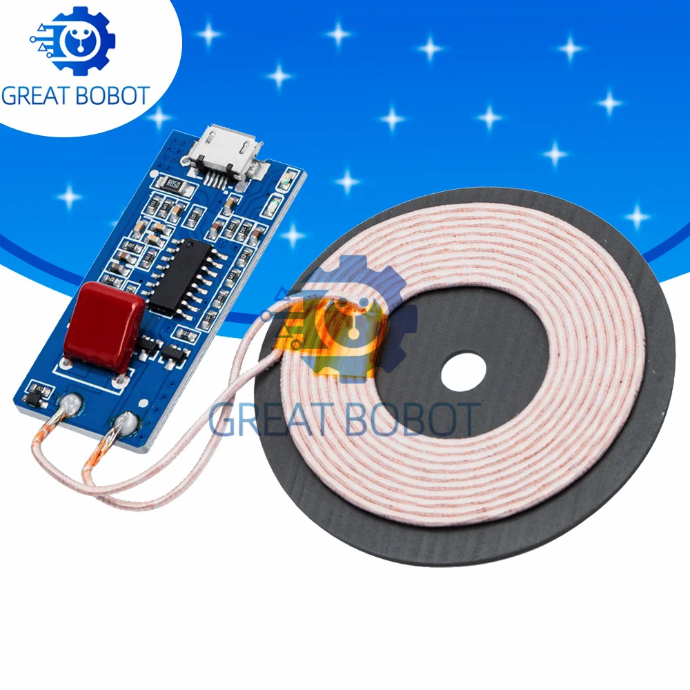 5V 1A (5W) Wireless Charger Transmitter Module: Universal Quick Charge for DIY, Micro USB Compatible for Arduino