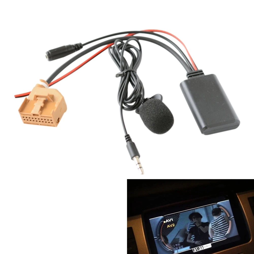 Carro Bluetooth 5.0 Cabo Aux, microfone, mãos livres, telefone celular, chamadas gratuitas, AV, AV2 Adaptador para Audi Q7, A6, A8, MMI-2G