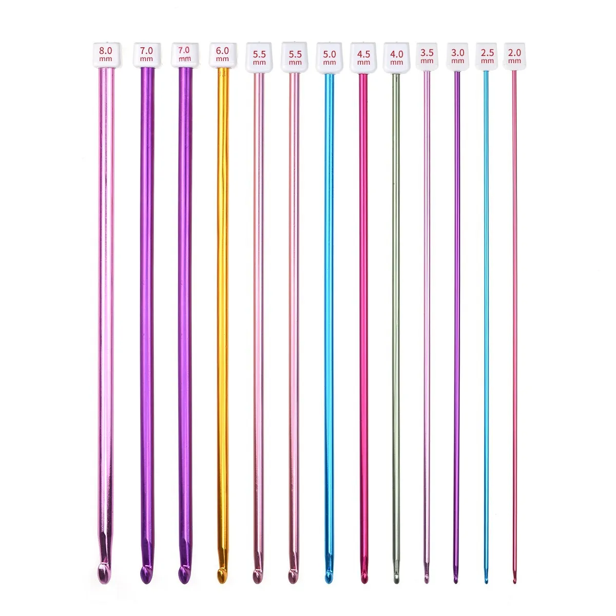 11Pcs/pack Colorful Iron 27cm Crochet Hooks Tunisian Afghan Knitting Needles Set Household Handmade Knitting Crochet Tool