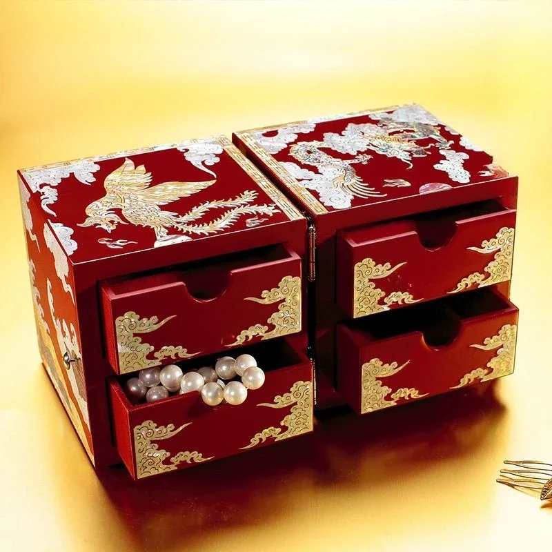 High-end wedding jewelry, storage box, gift ring wood, shell wedding, jewelry box.